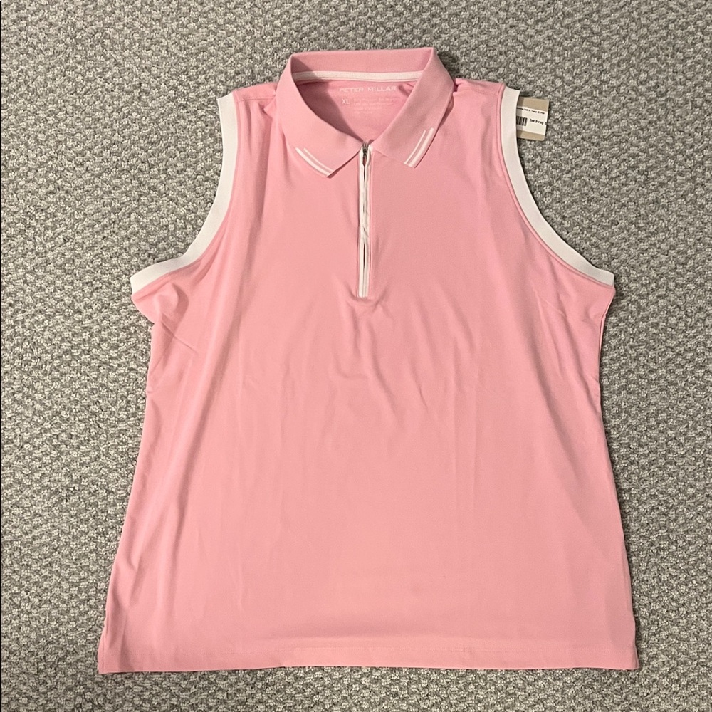 Peter Millar Pink Sleeveless Polo Golf Tank